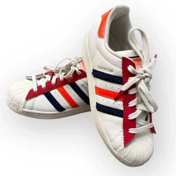 ADIDAS Superstar Shoes in Off White /Better Scarlet /Solar Red, Size 7 - Picture 8 of 16
